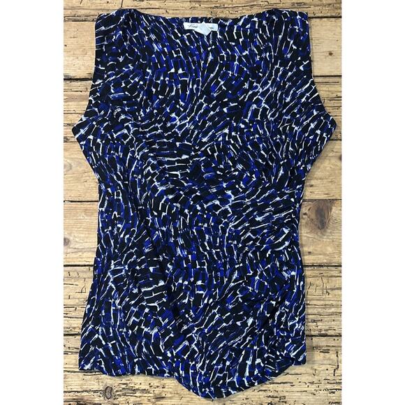 Kenneth Cole Women’s Black/Blue Sleeveless Wrap Blouse Size M - Picture 1 of 6